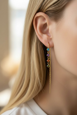 Load image into Gallery viewer, Rainbow Drop Chain Earrings