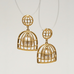 Load image into Gallery viewer, Golden Cage Pearl Earrings