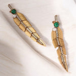Load image into Gallery viewer, Golden Feather Drop Earrings