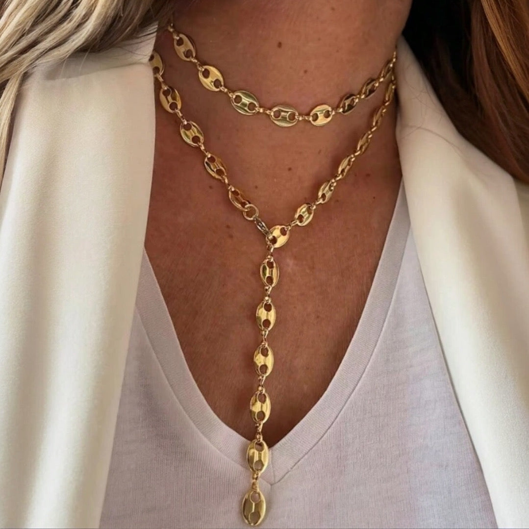 Golden Harmony Lariat Necklace