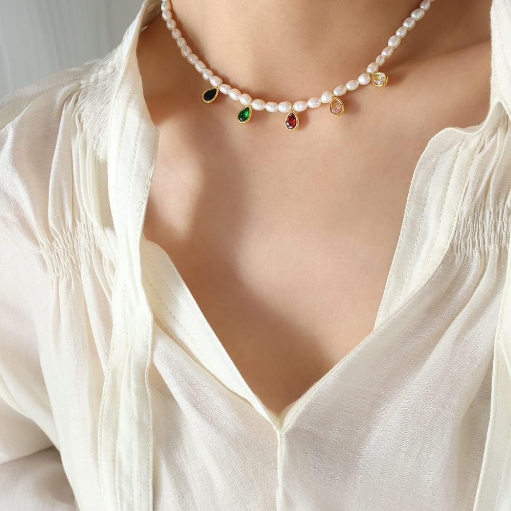 Pearl Drop Charm Necklace