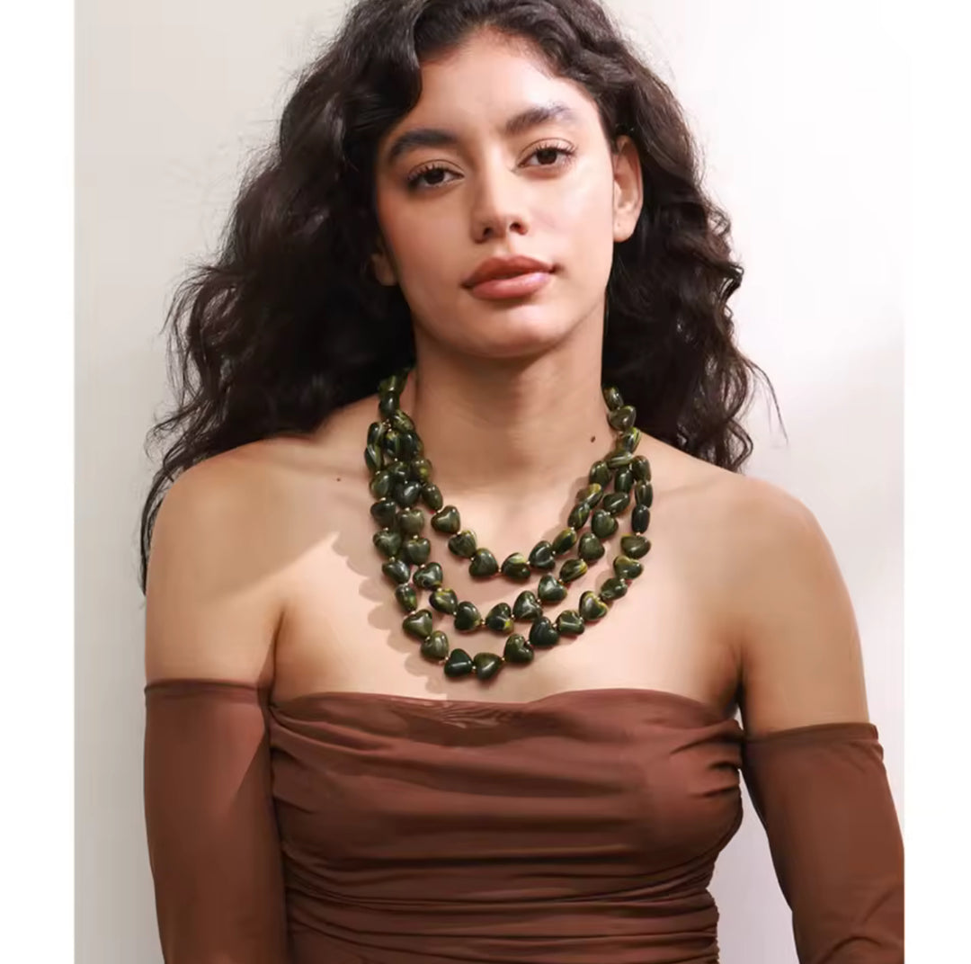 Olive Heart Necklace