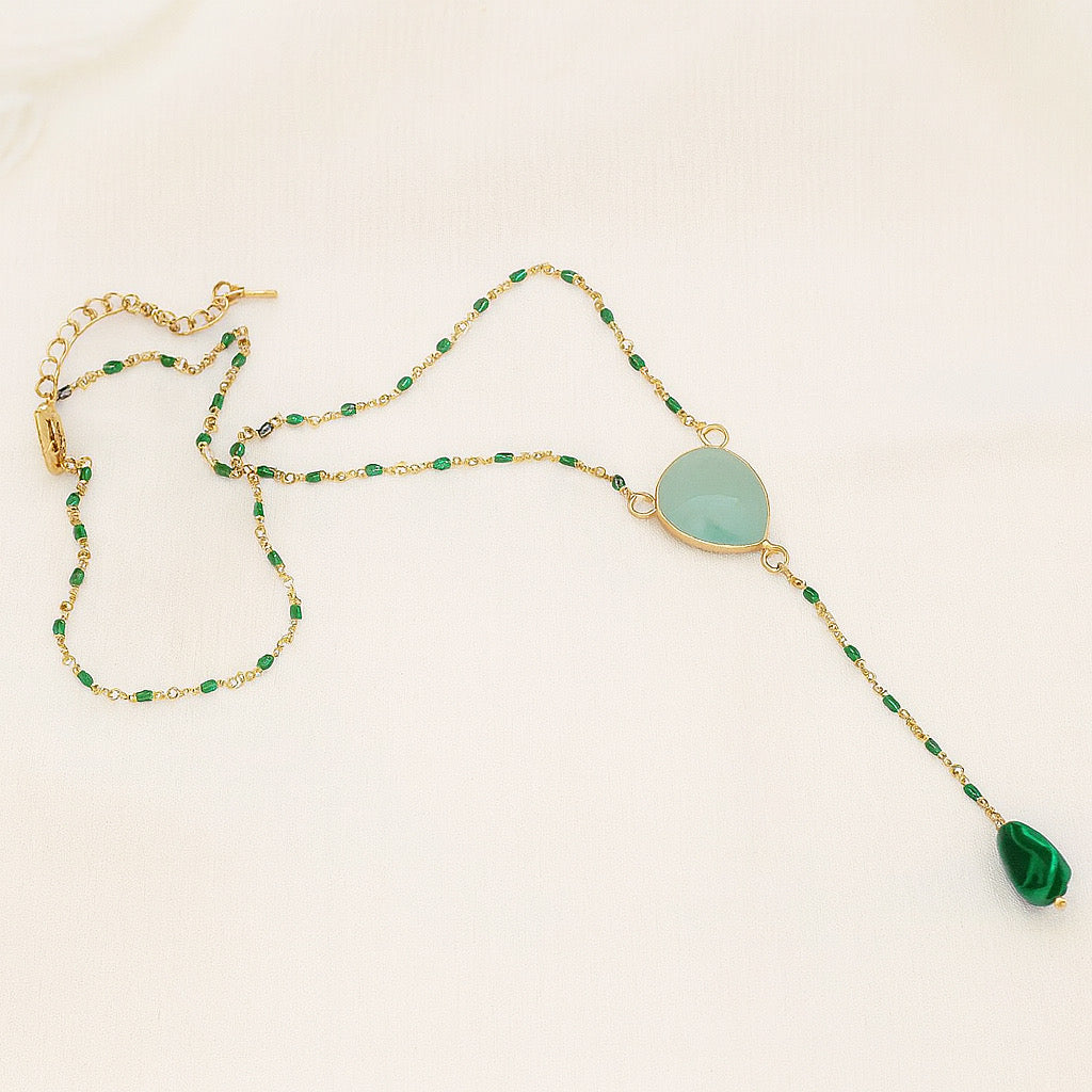 Emerald Drop Lariat Necklace