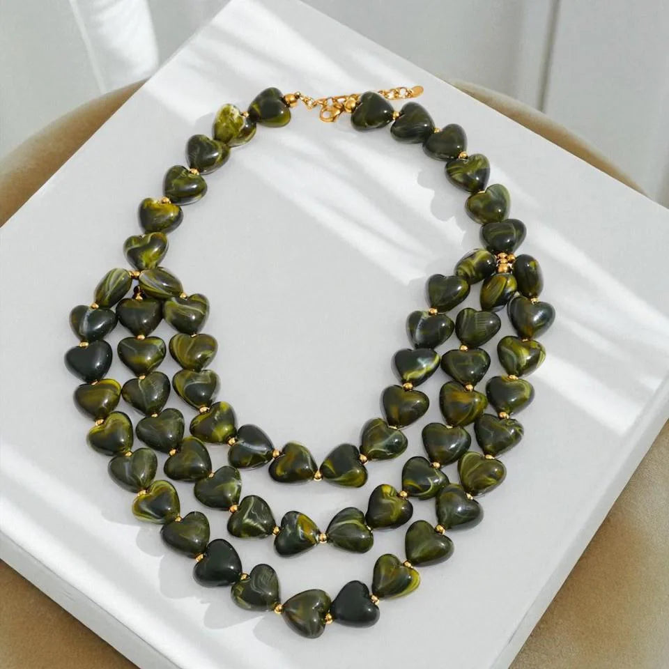 Olive Heart Necklace