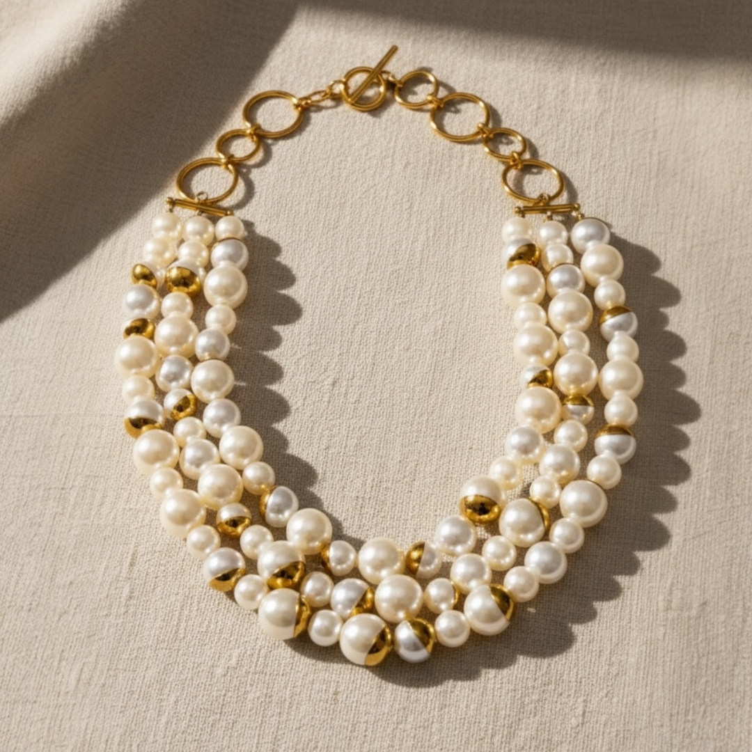 Golden Pearl Layers Necklace