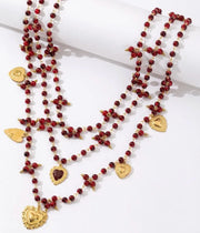 Ruby Heart Beaded Necklace