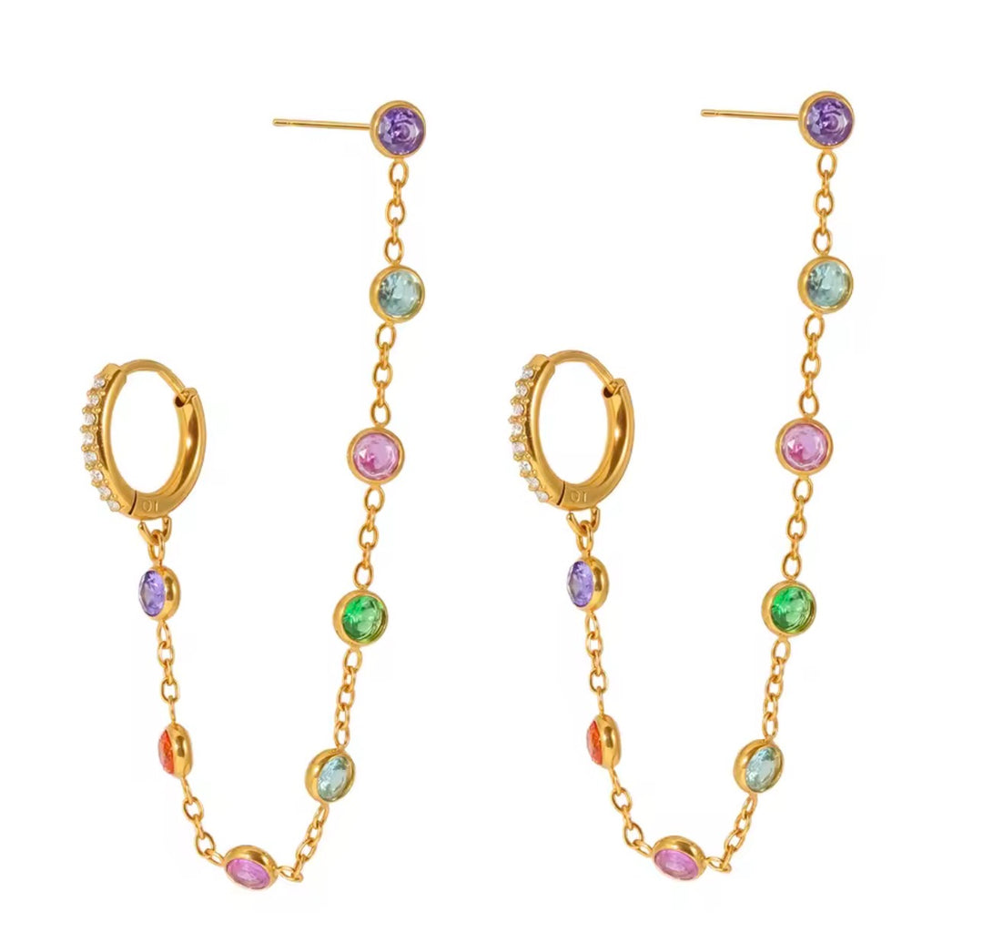 Rainbow Chain Drop Earrings