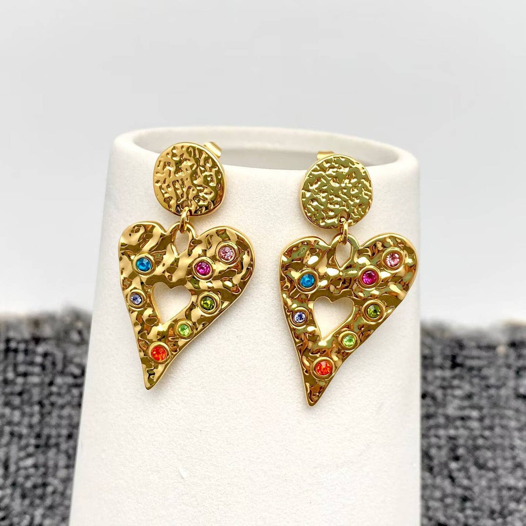 Rainbow Heart Drop Earrings