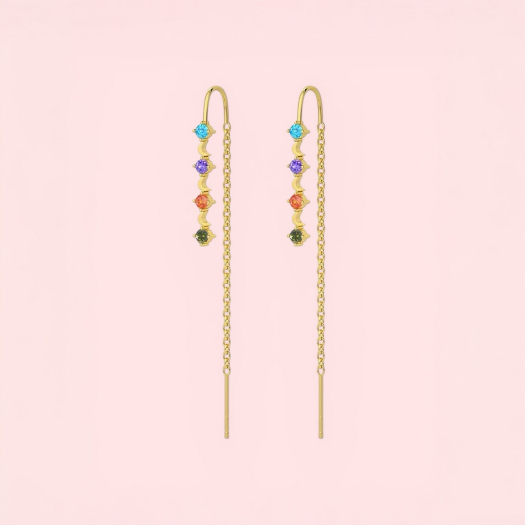 Rainbow Drop Chain Earrings