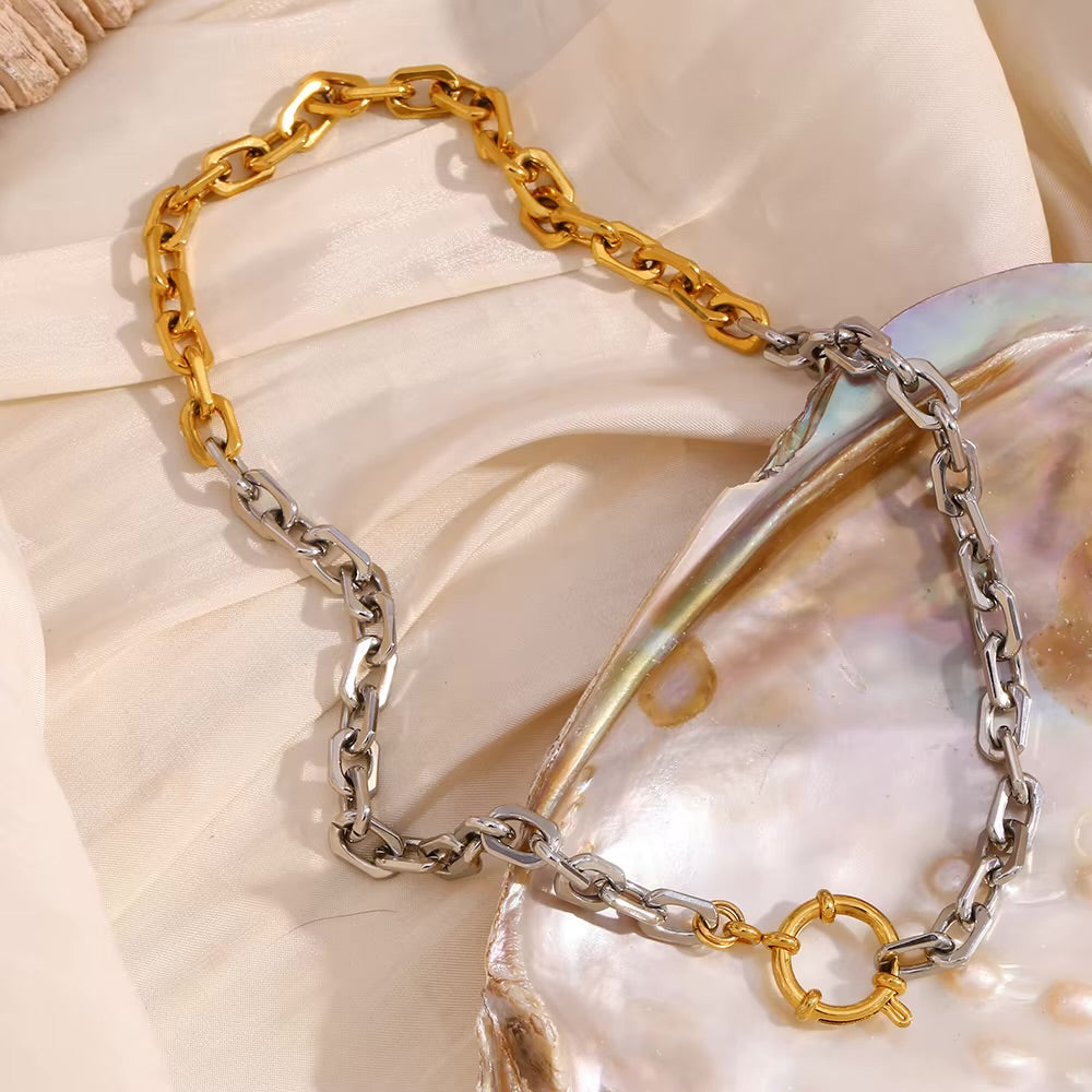 Dual Tone Link Necklace