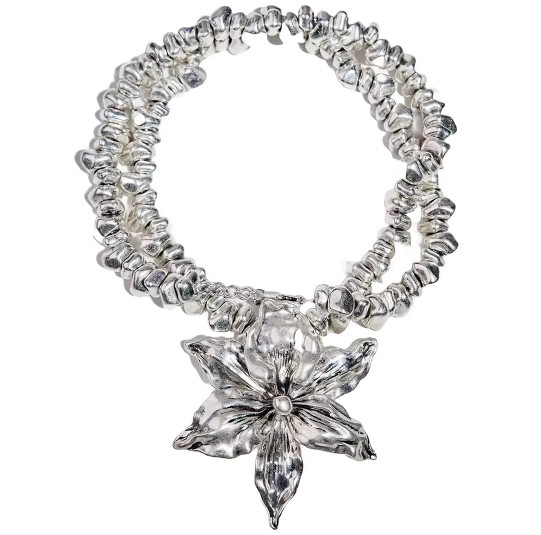 Silver Orchid Necklace