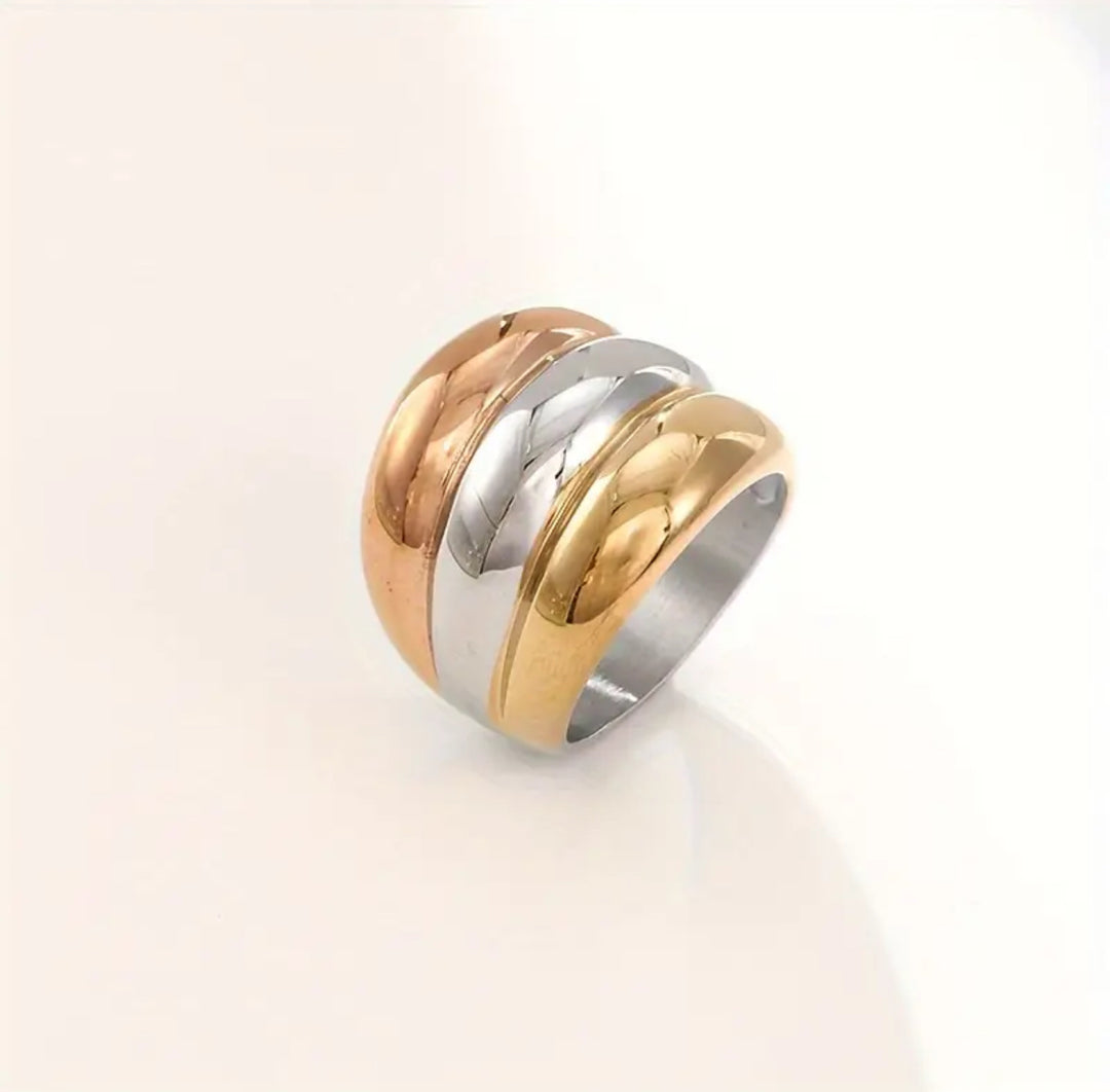 Tri-Tone Dome Ring