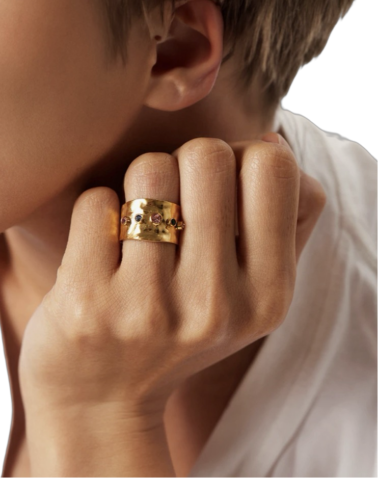 Rainbow Gem Cuff Ring